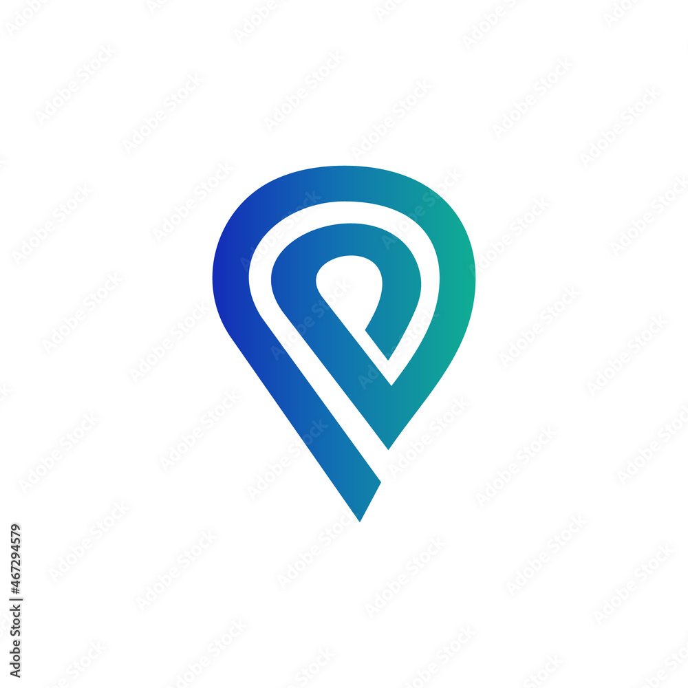 Water drop combination with letter D,P in background white, flat minimalist vector logo design Water drop combination with letter D,P in background white, flat minimalist vector logo design