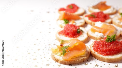 assorted of canape,  holiday toast