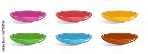 Dish icon set. Cartoon empty dishes isolated on white background
