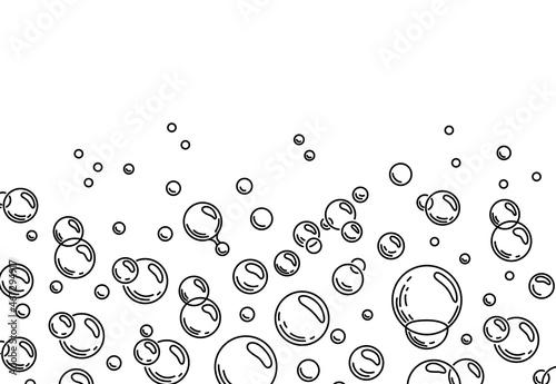 Bubbles of carbonated drink, medicine, oxygen, water.Soap bubbles. Outline. Vector illustration isolated background