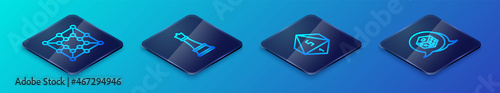 Set Isometric line Game dice, Board game, and Chess icon. Vector