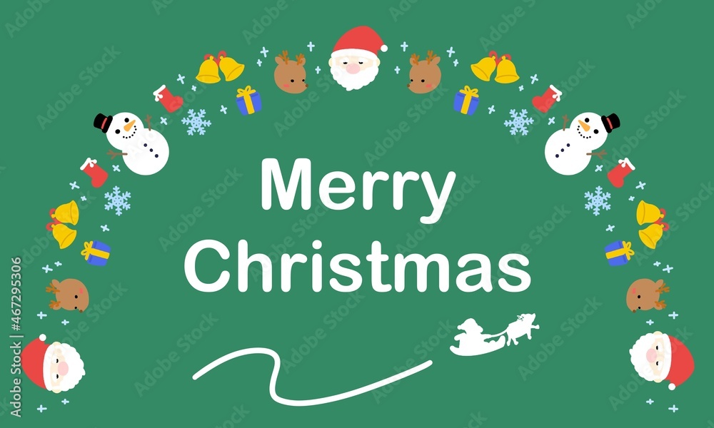 Fototapeta premium シンプルで可愛い半円型のクリスマスフレーム(緑)