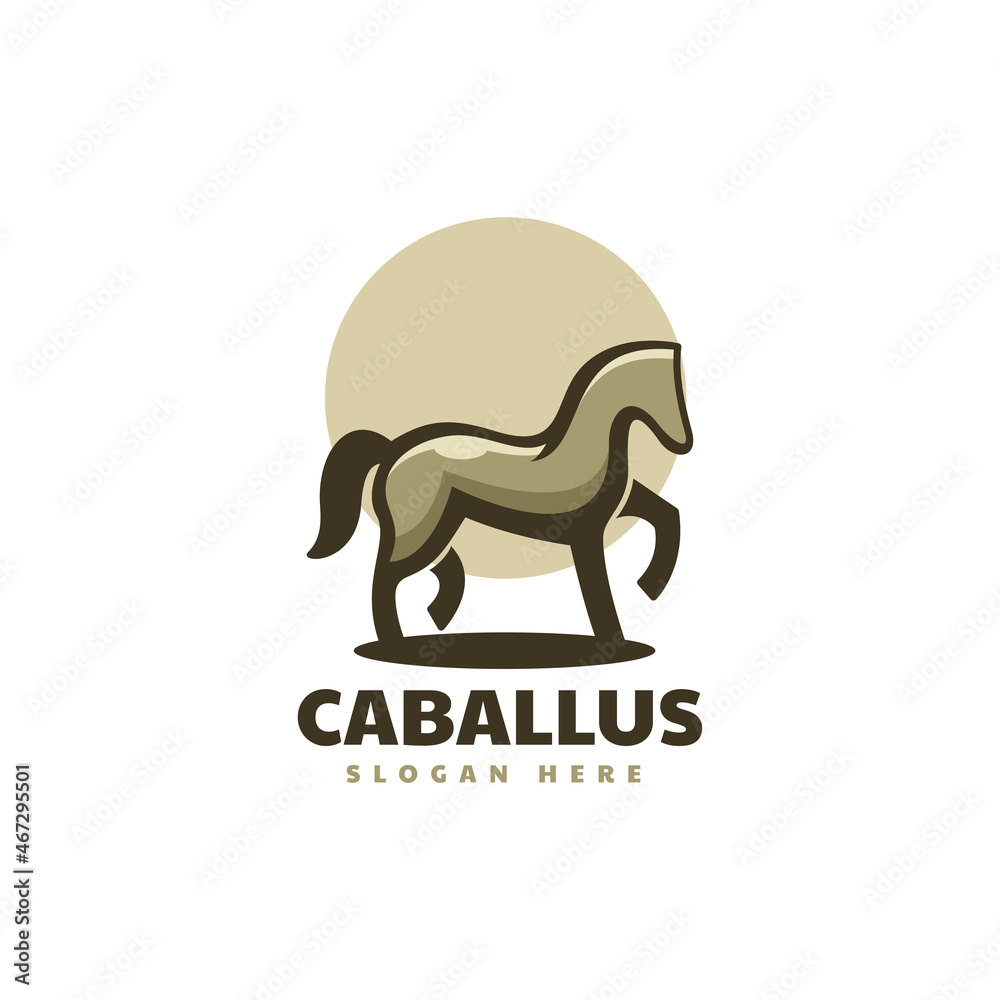 Obraz premium Vector Logo Illustration Caballus Simple Mascot Style.