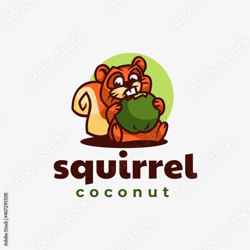 Vector Logo Illustration Squirrel Mascot Cartoon Style.