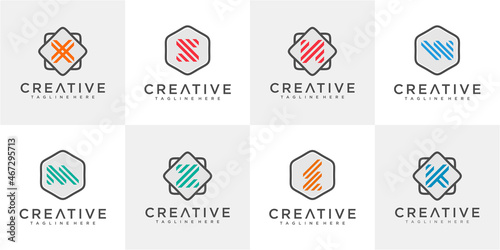 Set of Colorful Line letter in the shape logo design template