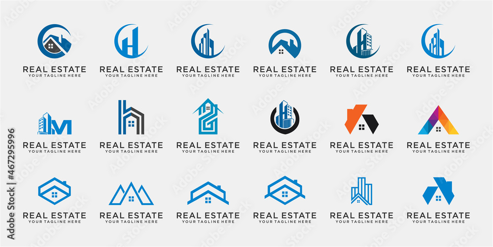 Fototapeta premium Mega set of real estate logo design template