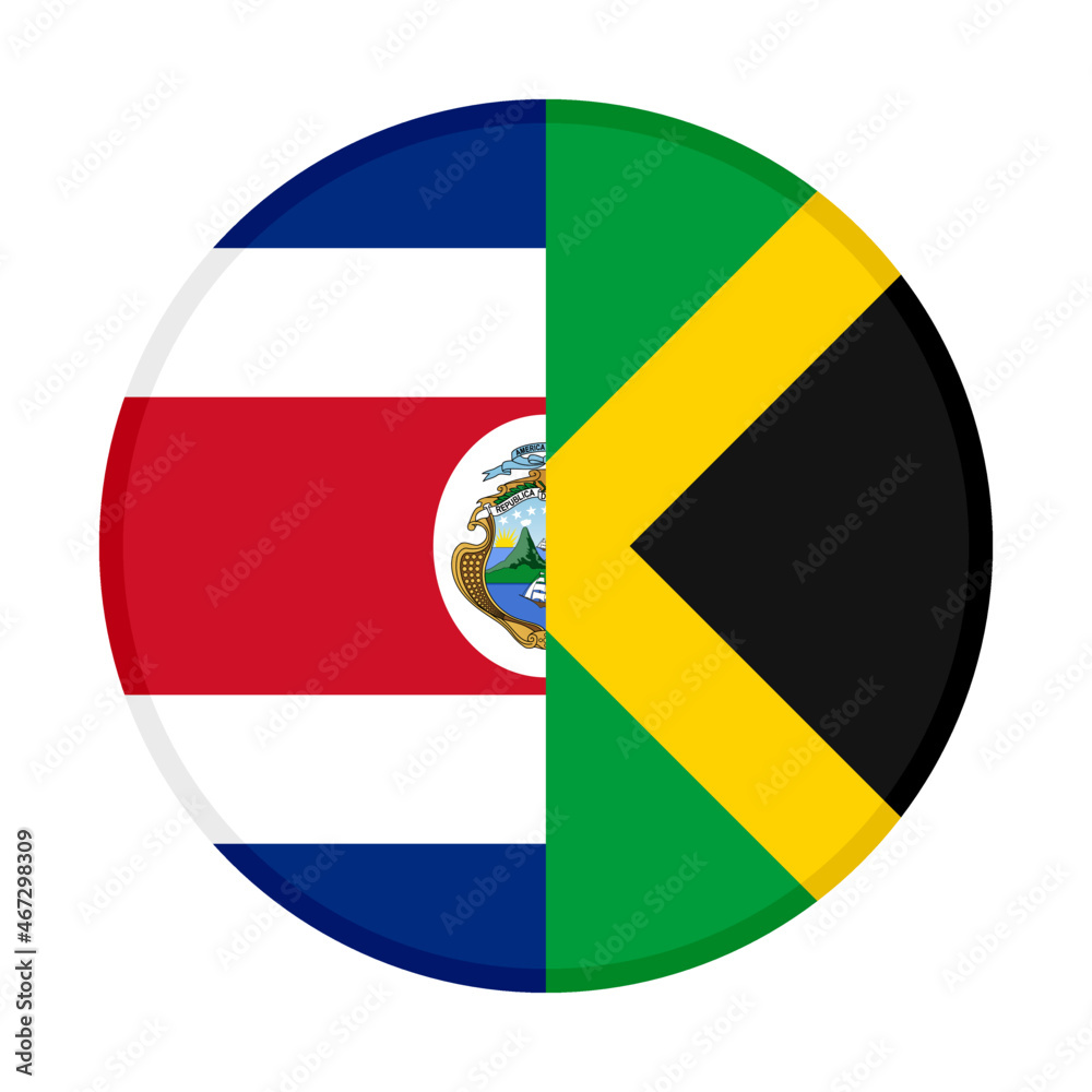 Fototapeta premium round icon with costa rica and jamaica flags. vector illustration isolated on white background