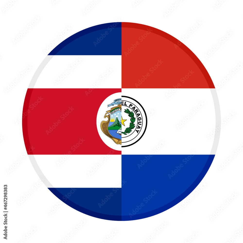 Fototapeta premium round icon with costa rica and paraguay flags. vector illustration isolated on white background
