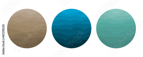 Gradient soil and rock layers set. Subsurface cross section
