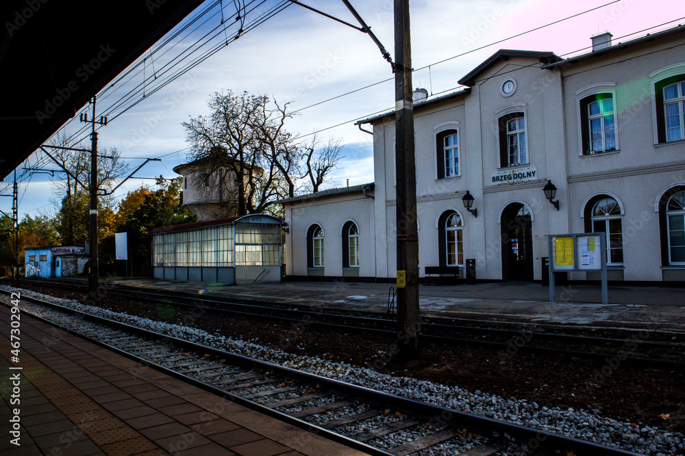 At the railway station in Brzeg Dolny