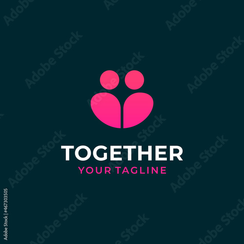 Love and family people together logo design