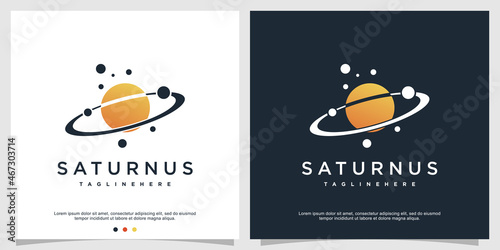 Planet logo design with creative style Premium Vector