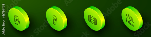 Set Isometric line Glass of beer, , Wooden barrel and Beer brewing process icon. Vector