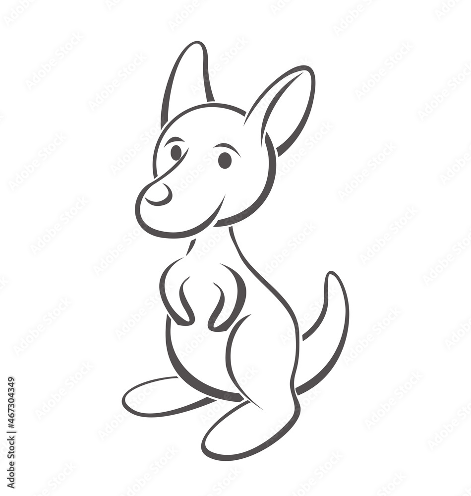 kangaroo joey stylized line drawing kangaroo joey stylized line drawing