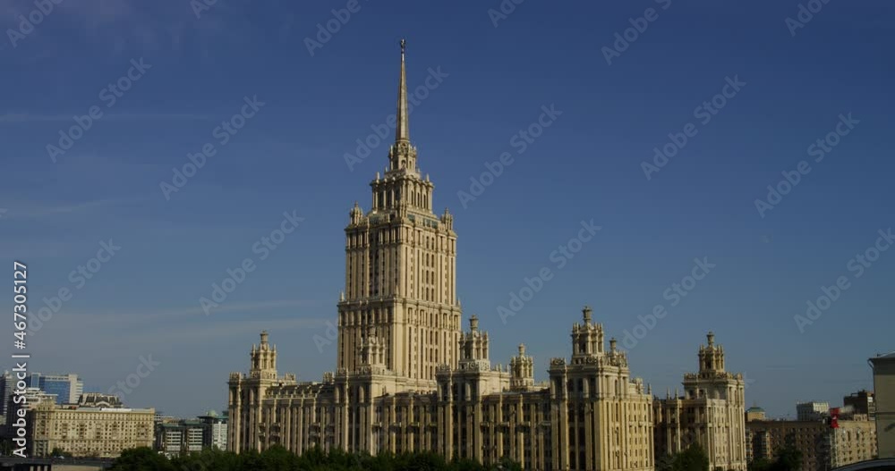 Beautiful aerial view to Moscow city. Moscow, Russia. Aerial panoramic view of the downtown, soviet high-rise buildings. famous moscow city cityscape aerial panorama 4k russia Beautiful aerial view to Moscow city. Moscow, Russia. Aerial panoramic view of the downtown, soviet high-rise buildings. famous moscow city cityscape aerial panorama 4k russia