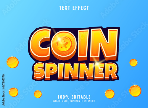 funny golden coin spinner kids game logo title text effect