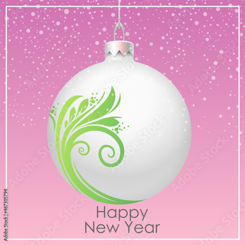 Happy new year in pink colors. Vector illustration.