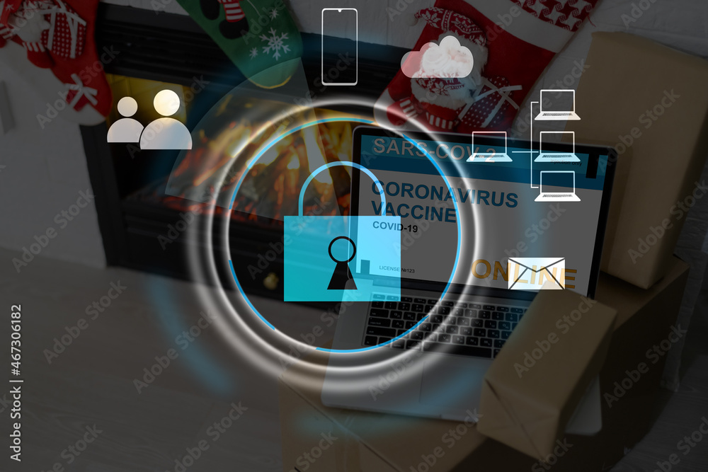 Person using a laptop computer with technology cybersecurity and privacy concept. protection and safe data for global network security Person using a laptop computer with technology cybersecurity and privacy concept. protection and safe data for global network security
