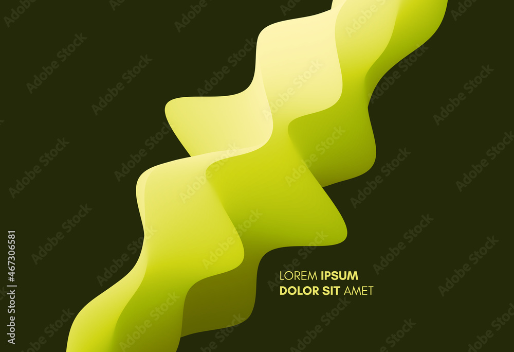 3D abstract wavy background with modern gradient colors. Motion sound wave. Vector illustration for banner, flyer, brochure, booklet, presentation or websites design.