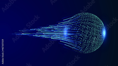 3D particle sphere and ray Internet technology big data background