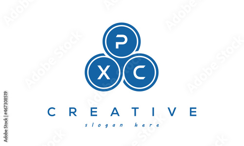 PXC creative circle three letters logo design with blue photo