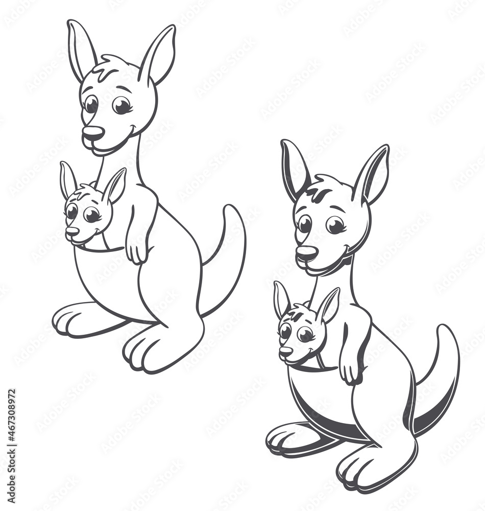 kangaroo and joey color in line drawing kangaroo and joey color in line drawing