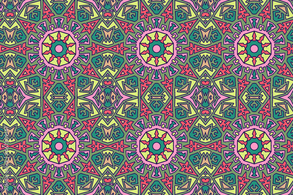 Colorful ethnic seamless pattern maya concept background