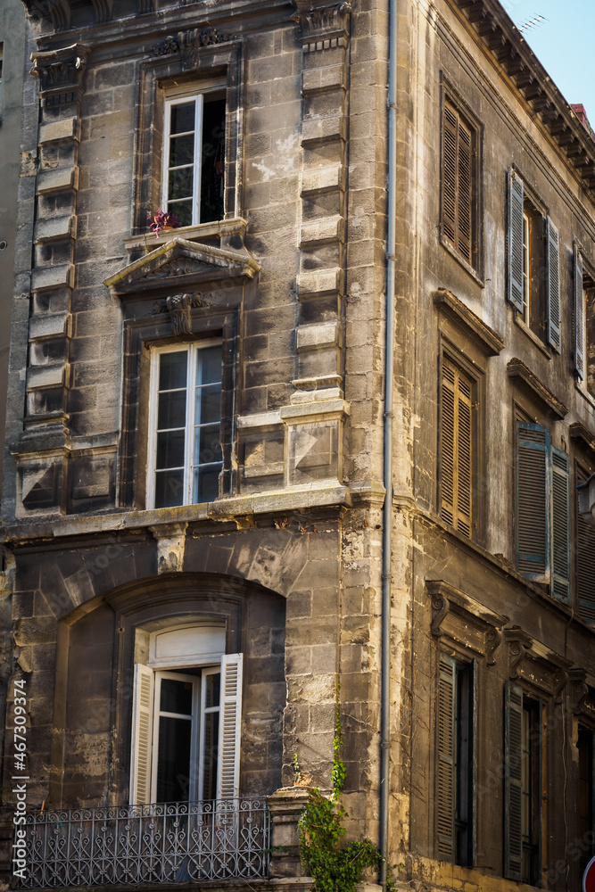 Facade of a beautiful typical building in Bordeaux