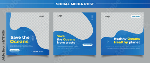 Save the ocean horizontal banner template