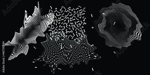 Black and white modern minimal background . Vector design composition with various geometric shapes . Abstract contemporary art . New modernism .