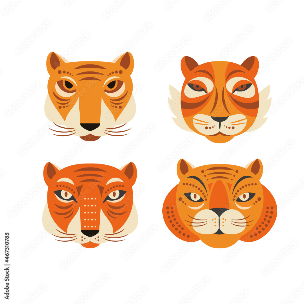 Fototapeta premium Tigers. Vector illustration. Year of the tiger. Chinese zodiac symbol