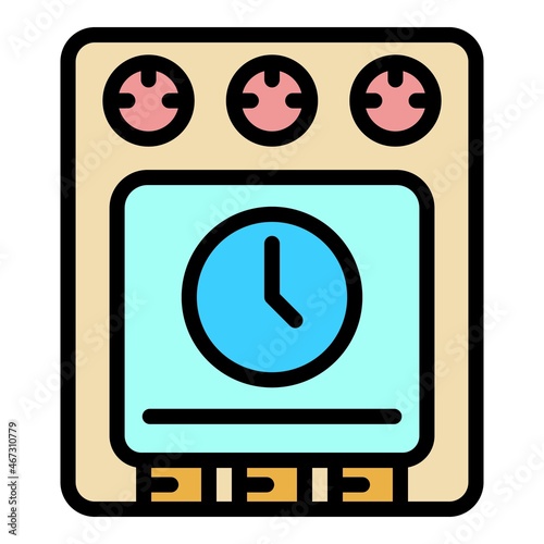 Timer oven icon. Outline timer oven vector icon color flat isolated