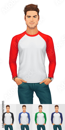 Man Wearing a Raglan Longsleeve