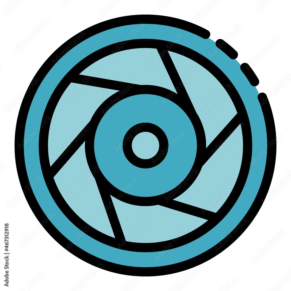 Camera lens icon. Outline camera lens vector icon color flat isolated Camera lens icon. Outline camera lens vector icon color flat isolated