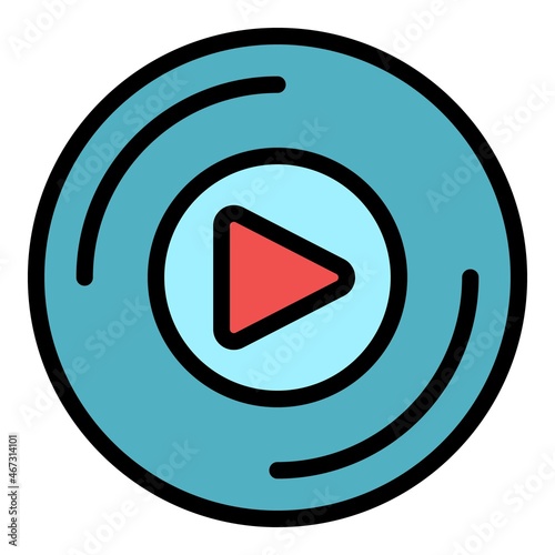 Playlist play icon. Outline playlist play vector icon color flat isolated photo