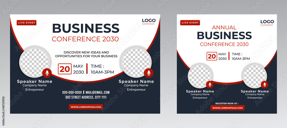 Business Conference live webinar banner invitation and social media post template. Business webinar invitation design. Vector EPS