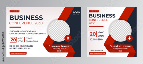 Business Conference live webinar banner invitation and social media post template. Business webinar invitation design. Vector EPS