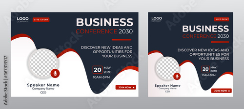 Business Conference live webinar banner invitation and social media post template. Business webinar invitation design. Vector EPS