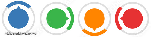 Gauge, meter, dial icon with different number of sections, parts, divisions. Knob, meter, indicator and level icon, symbol