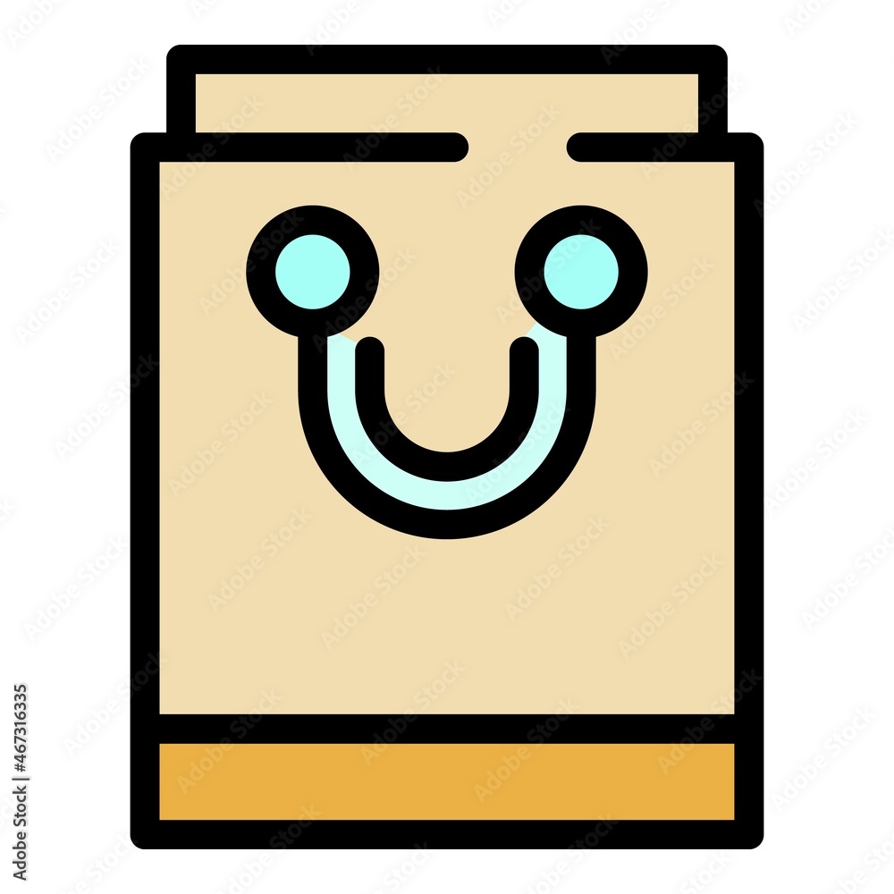 Ecological bag icon. Outline ecological bag vector icon color flat isolated Ecological bag icon. Outline ecological bag vector icon color flat isolated
