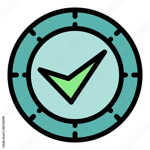 Approved reliability icon. Outline approved reliability vector icon color flat isolated