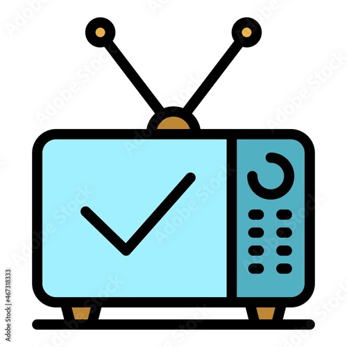 Tv agitation icon. Outline tv agitation vector icon color flat isolated