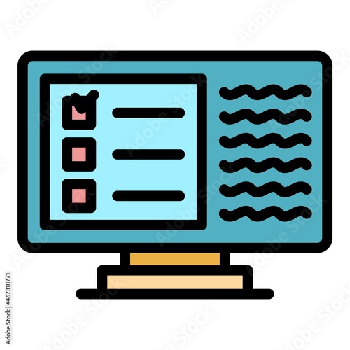 Monitor agitation icon. Outline monitor agitation vector icon color flat isolated