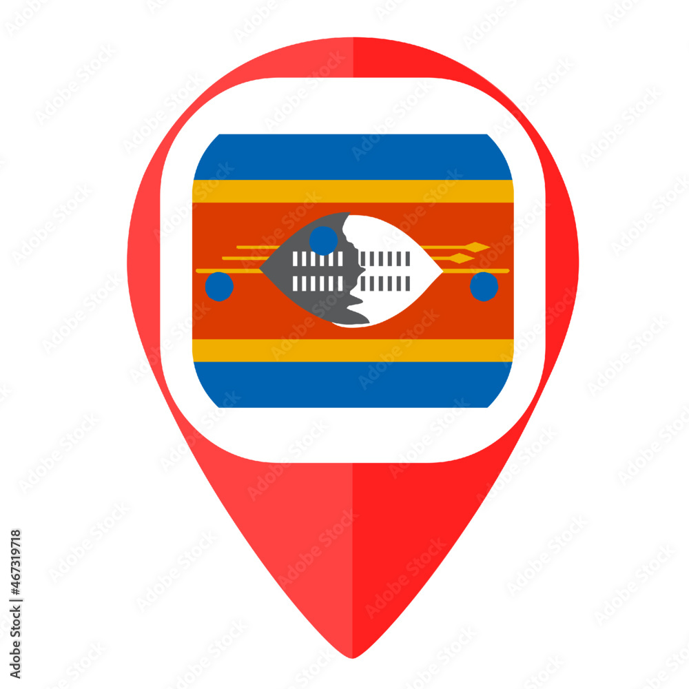 Swaziland flag pins country map marker navigation Swaziland flag pins country map marker navigation