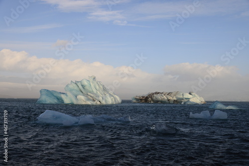 Beautiful view of icebergs in Jokulsarlon glacier lagoon, Vatnajokull National Park, Iceland photo