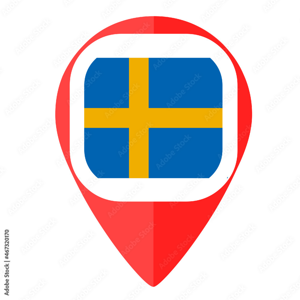 Obraz premium Sweden flag pins country map marker navigation