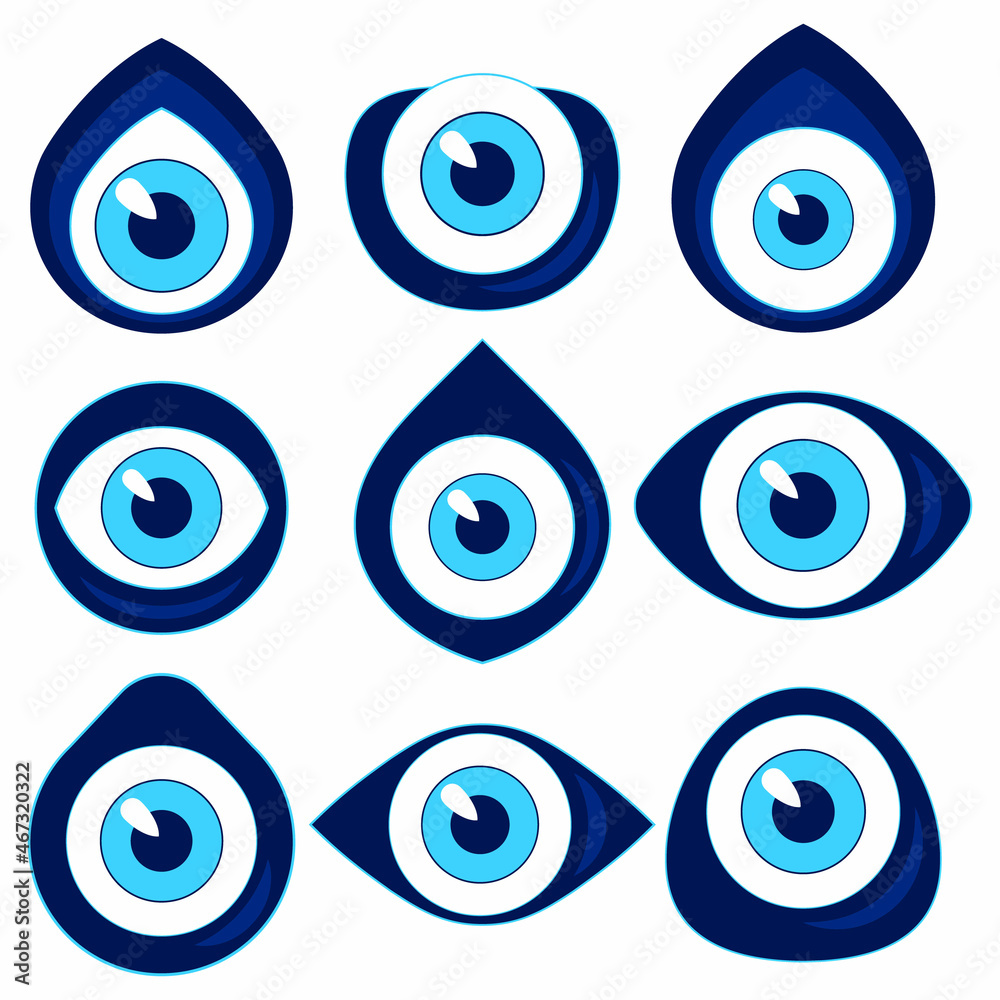 vector icon set with Nazar amulet for your project vector icon set with Nazar amulet for your project