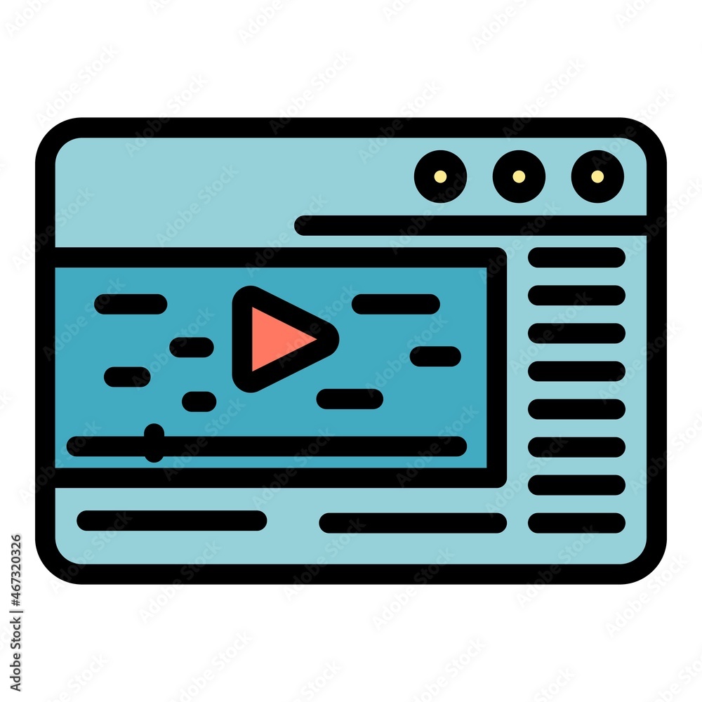 Web browser stream icon. Outline web browser stream vector icon color flat isolated Web browser stream icon. Outline web browser stream vector icon color flat isolated