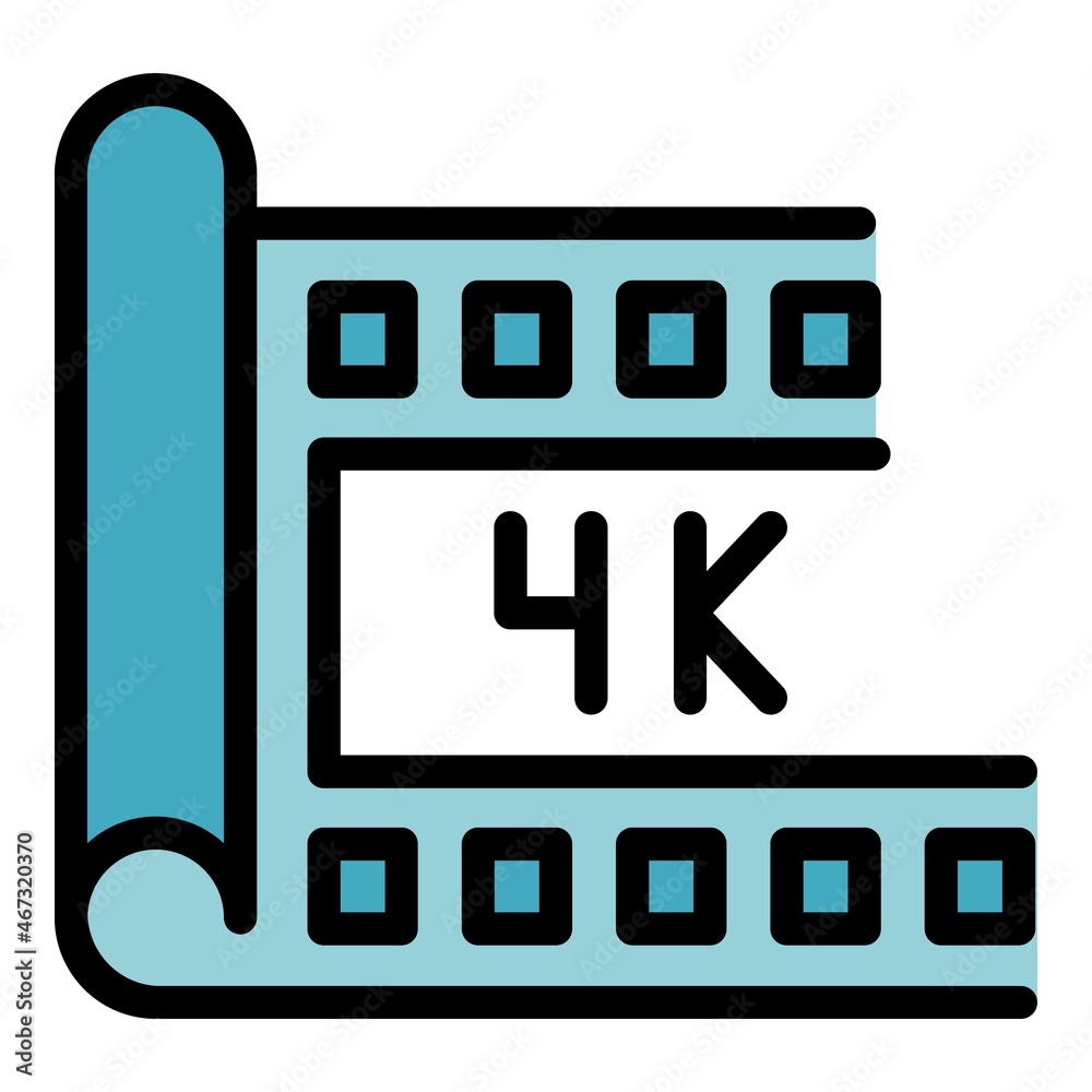 4k video stream icon. Outline 4k video stream vector icon color flat isolated 4k video stream icon. Outline 4k video stream vector icon color flat isolated