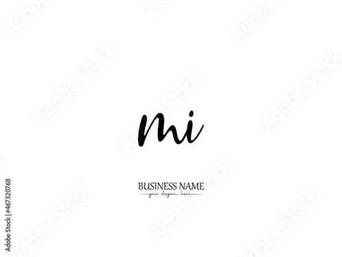 initial MI Logo, Signature MI m i Letter Logo Icon Vector Stock